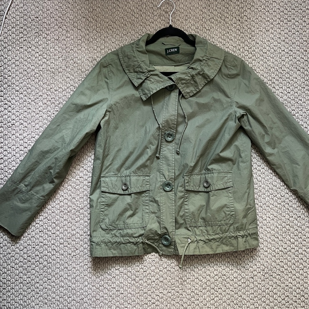 Canvas Army Light Coat J. Crew Sage Green Button-Up Jacket
